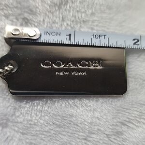 Coach Silver Engraved Dog Tag Bag Hang Tag On Silver Tone Ball Chain EUC